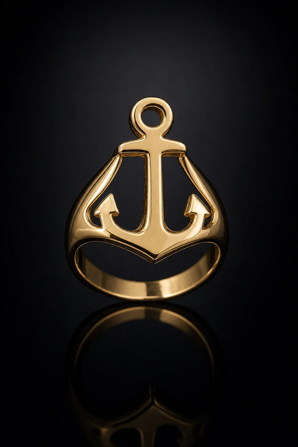 Anello Ancora in Oro Giallo — Oro giallo 750‰