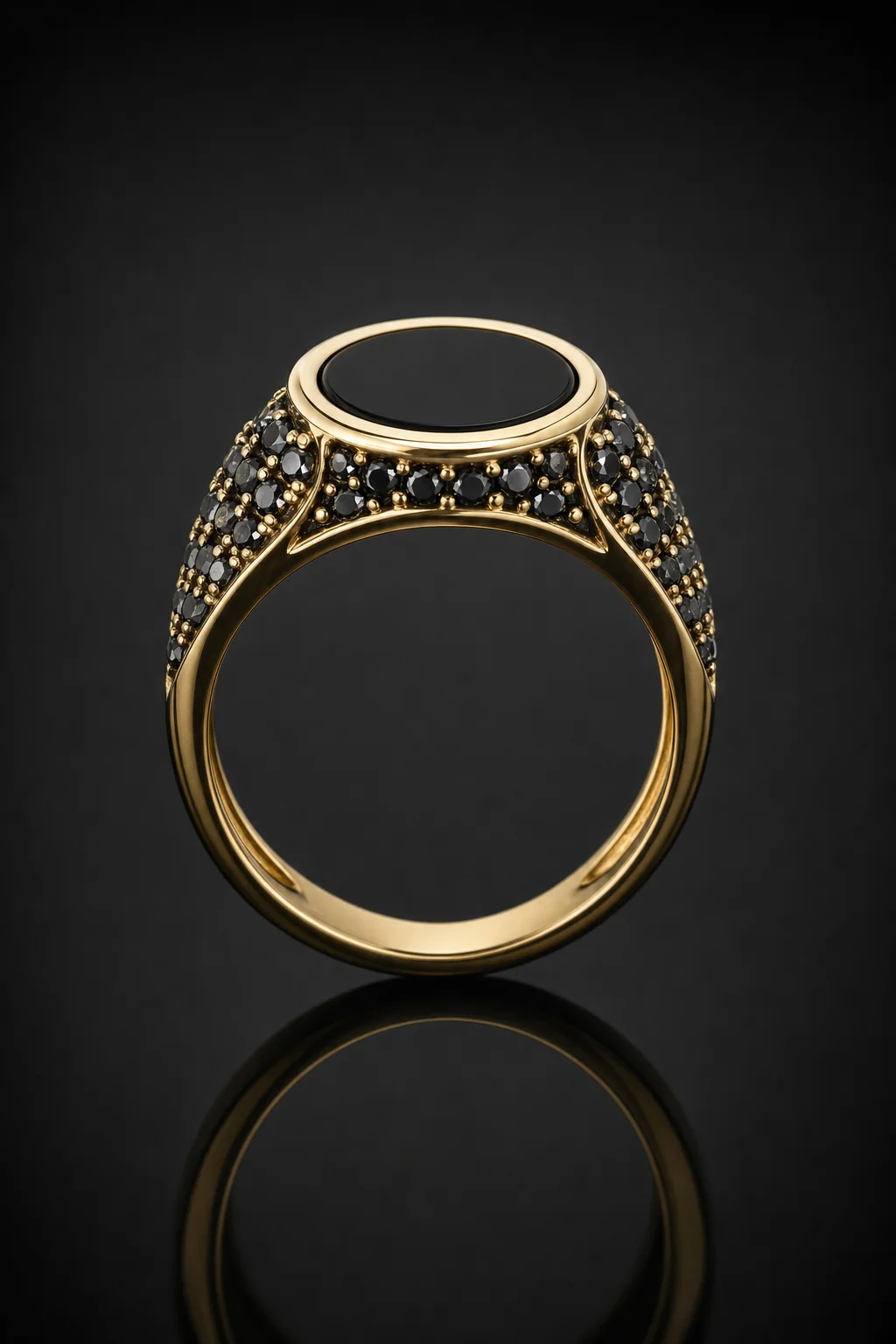 Anello Uomo con Onice — Oro giallo 750‰ · Onice