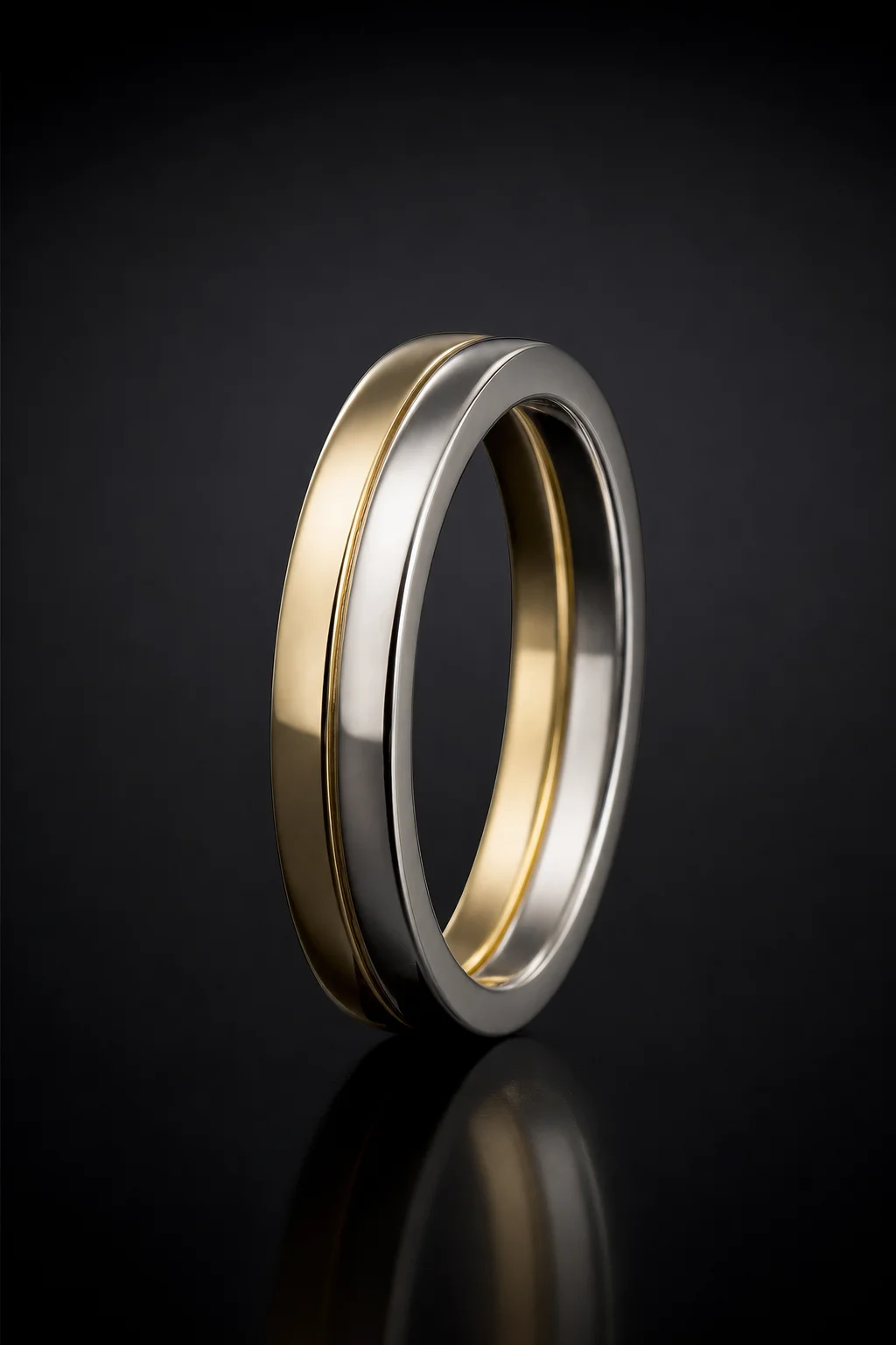 Anello Doppia Fascia Bicolore — Oro giallo e bianco 750‰