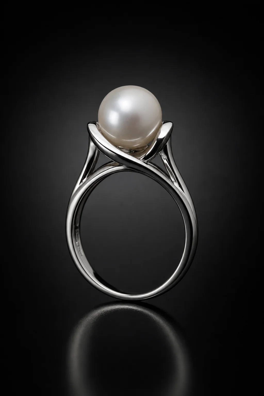 Anello con Perla e Diamanti — Oro bianco 750‰ · Perla coltivata · Diamanti