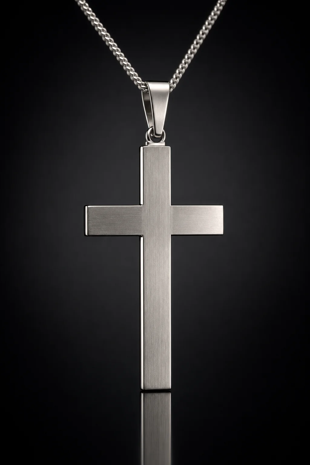 Croce Satinata in Oro Bianco — Oro bianco 750‰