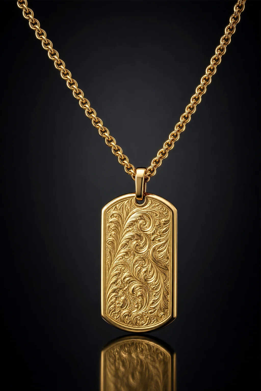 Collana con Piastrina Incisa a Mano — Oro giallo 750‰