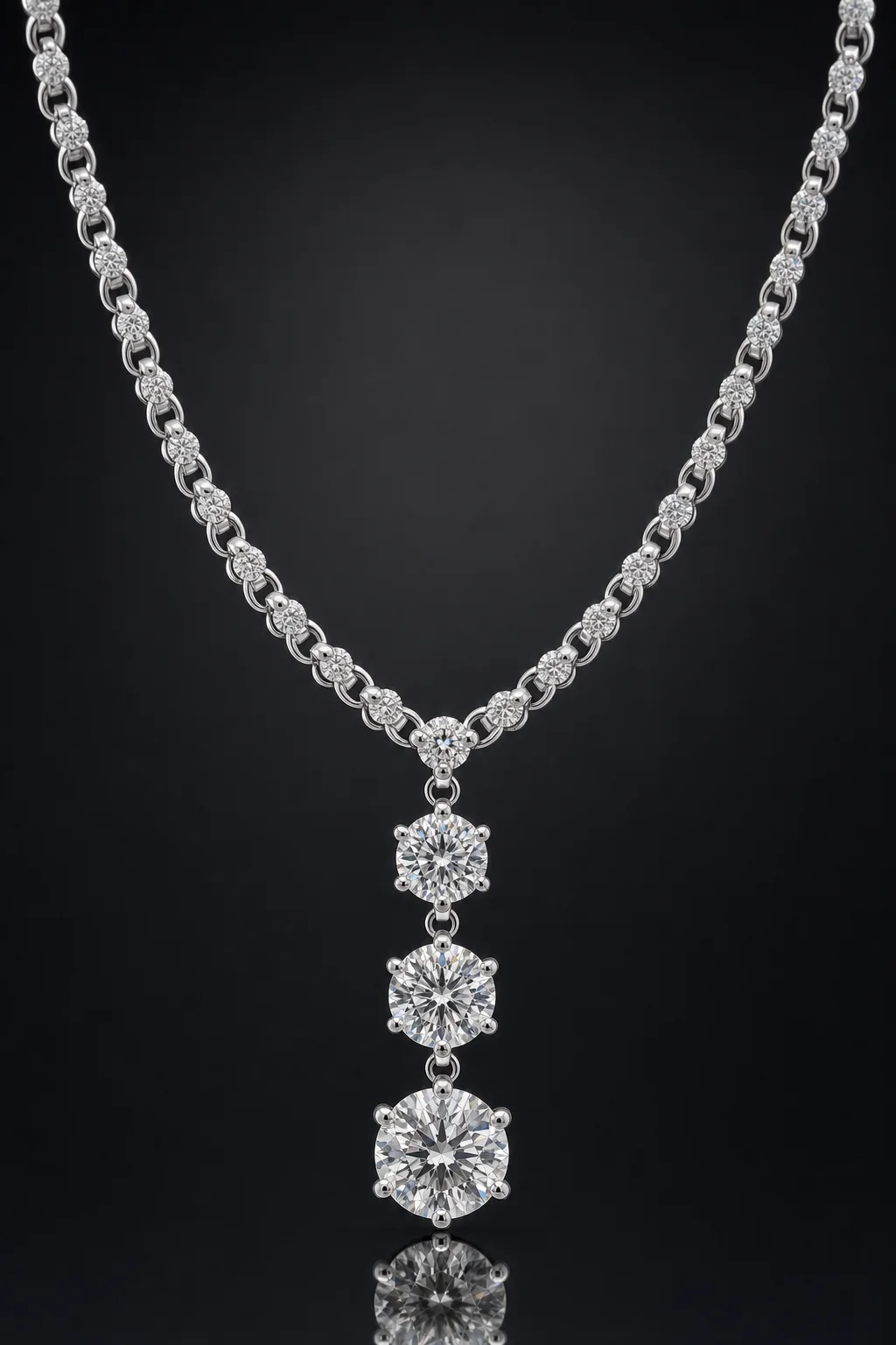 Collana Punti Luce a Cascata — Oro bianco 750‰ · Diamanti