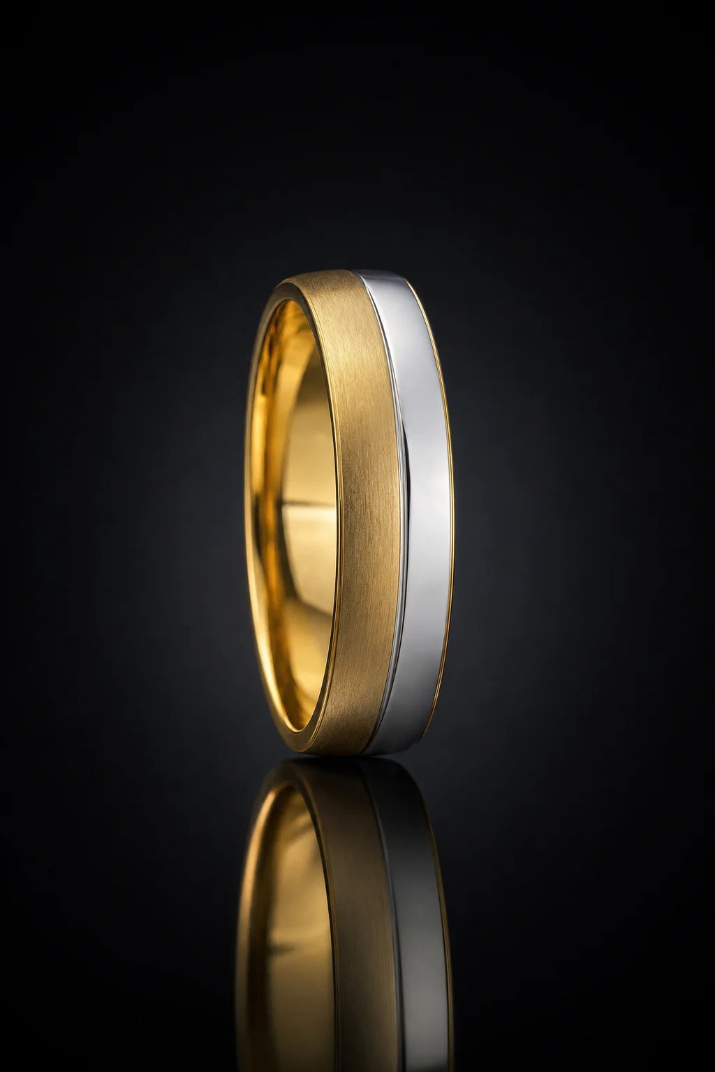 Fede di Design Bicolore Oro Bianco e Rosa — Oro bianco e rosa 750‰