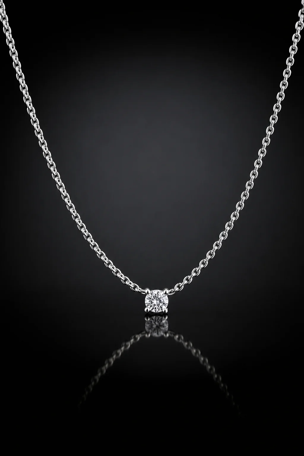 Girocollo Punto Luce con Diamante — Oro bianco 750‰ · Diamante