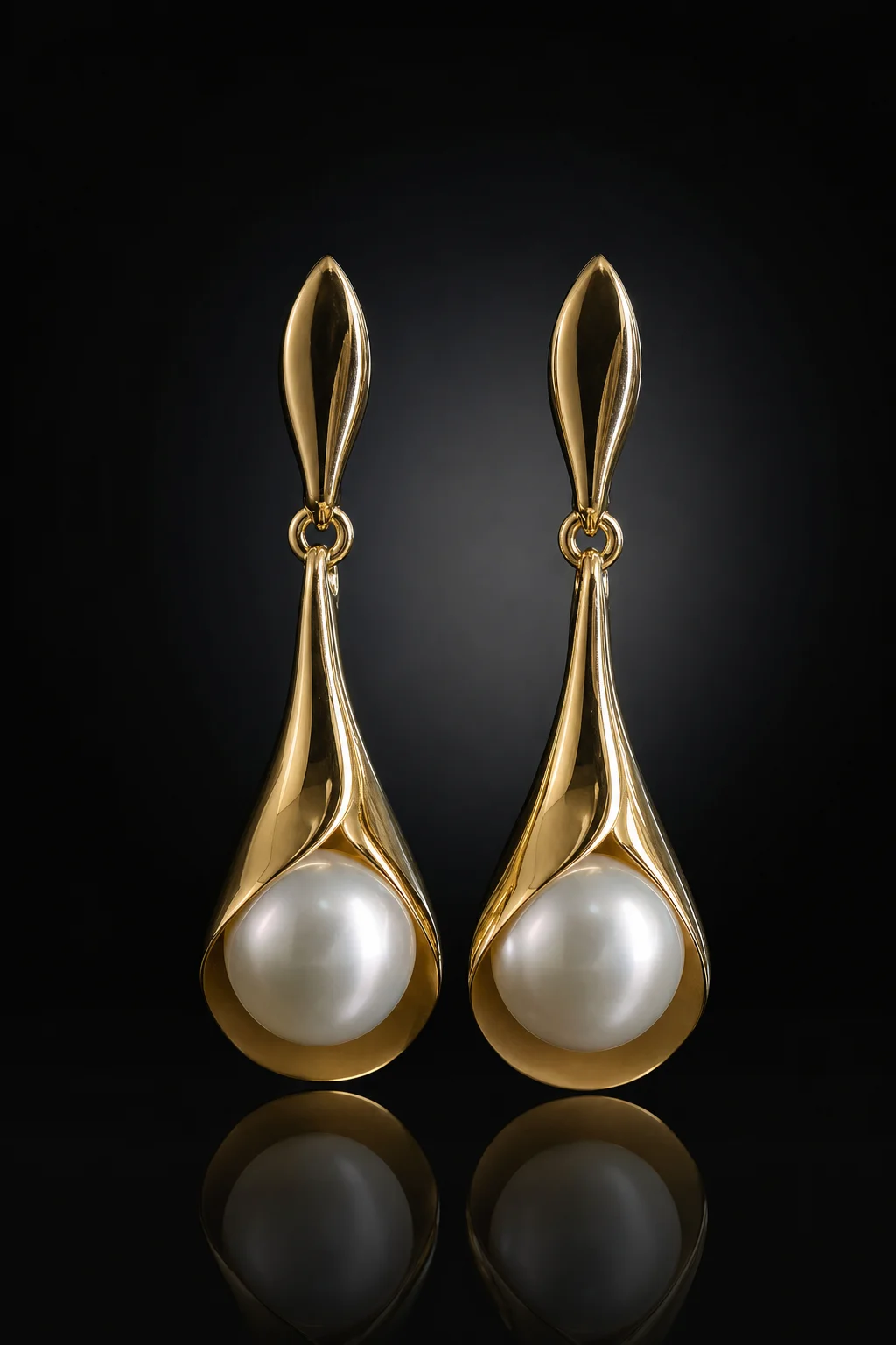 Orecchini Pendenti con Perle — Oro giallo 750‰ · Perle coltivate