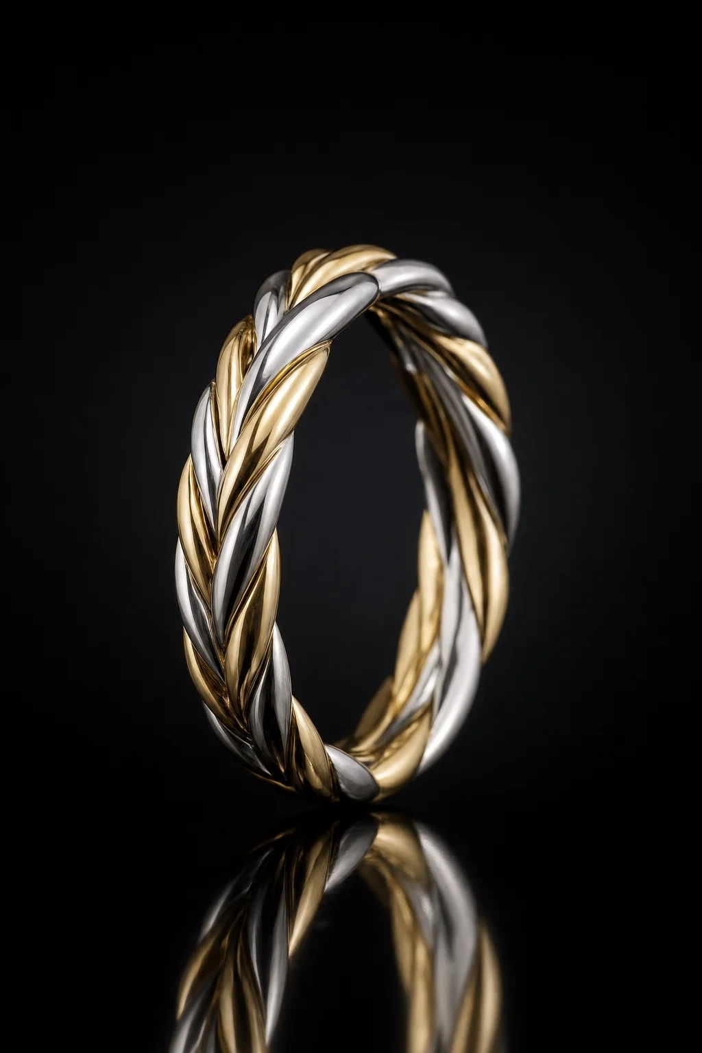Fede a Corda Bicolore — Oro giallo e bianco 750‰