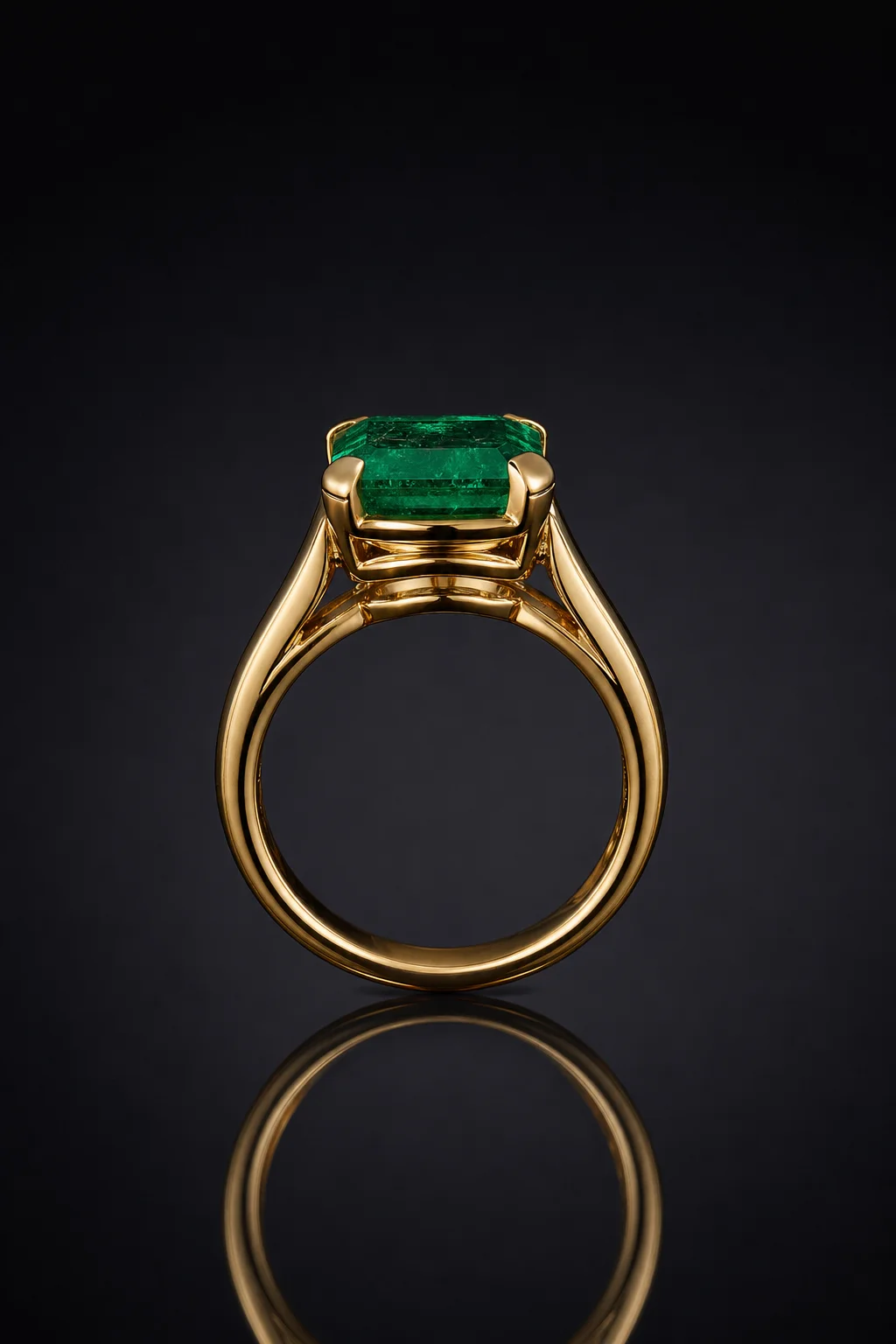Anello in Oro con Smeraldo e Diamanti — Oro giallo 750‰ · Smeraldo · Diamanti